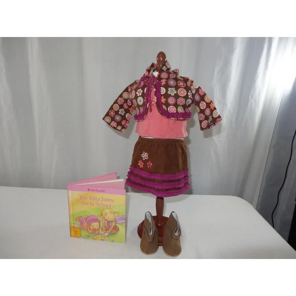 American Girl Bitty Baby Twin School Time Skirt Outfit With Book‎